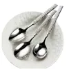 Silver carved spoon and white plate posed tableware set Item Picture